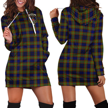 Clelland Modern Tartan Hoodie Dress with Family Crest