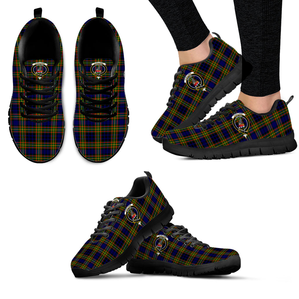 Clelland Modern Tartan Sneakers with Family Crest - Tartan Vibes Clothing