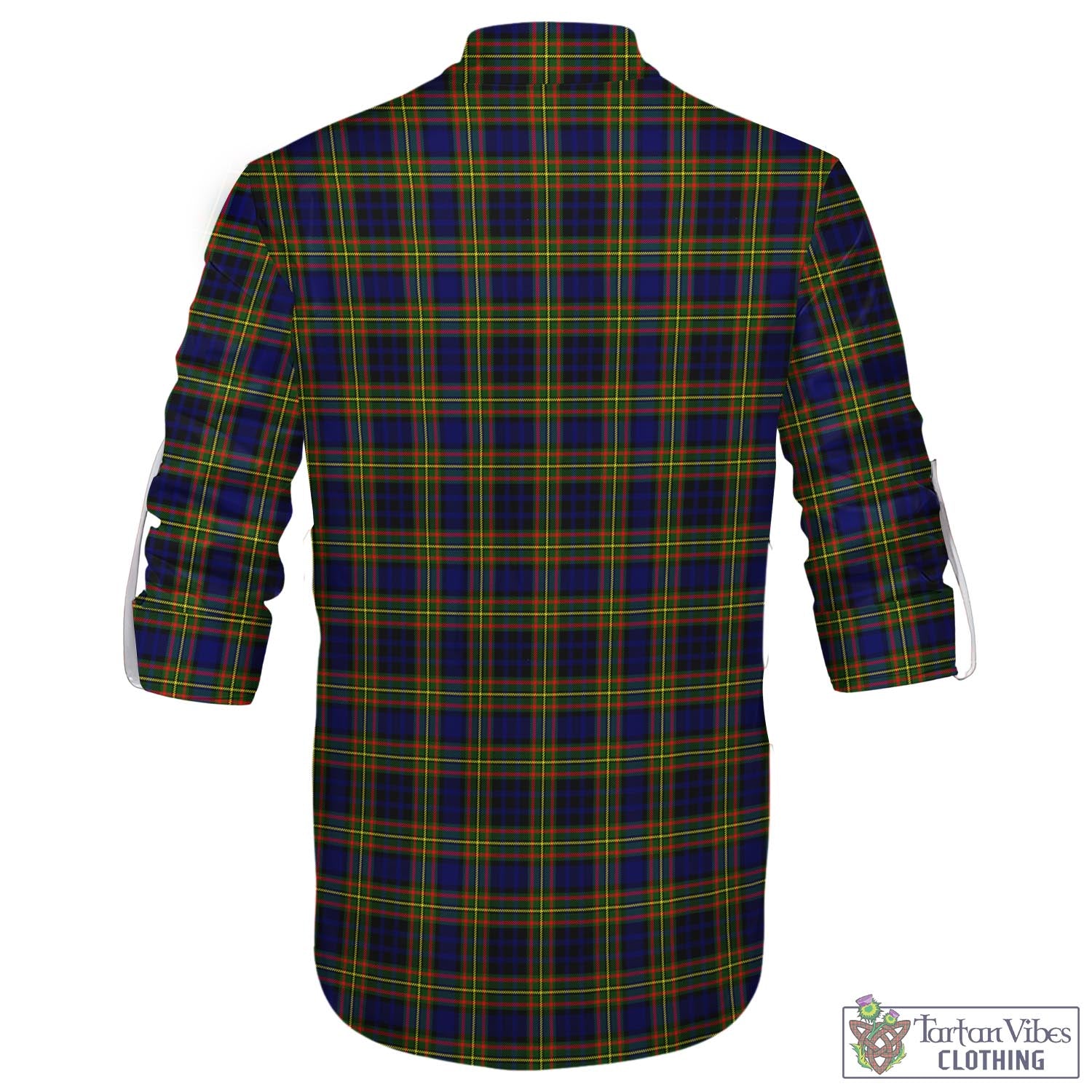 Tartan Vibes Clothing Clelland Modern Tartan Men's Scottish Traditional Jacobite Ghillie Kilt Shirt with Family Crest