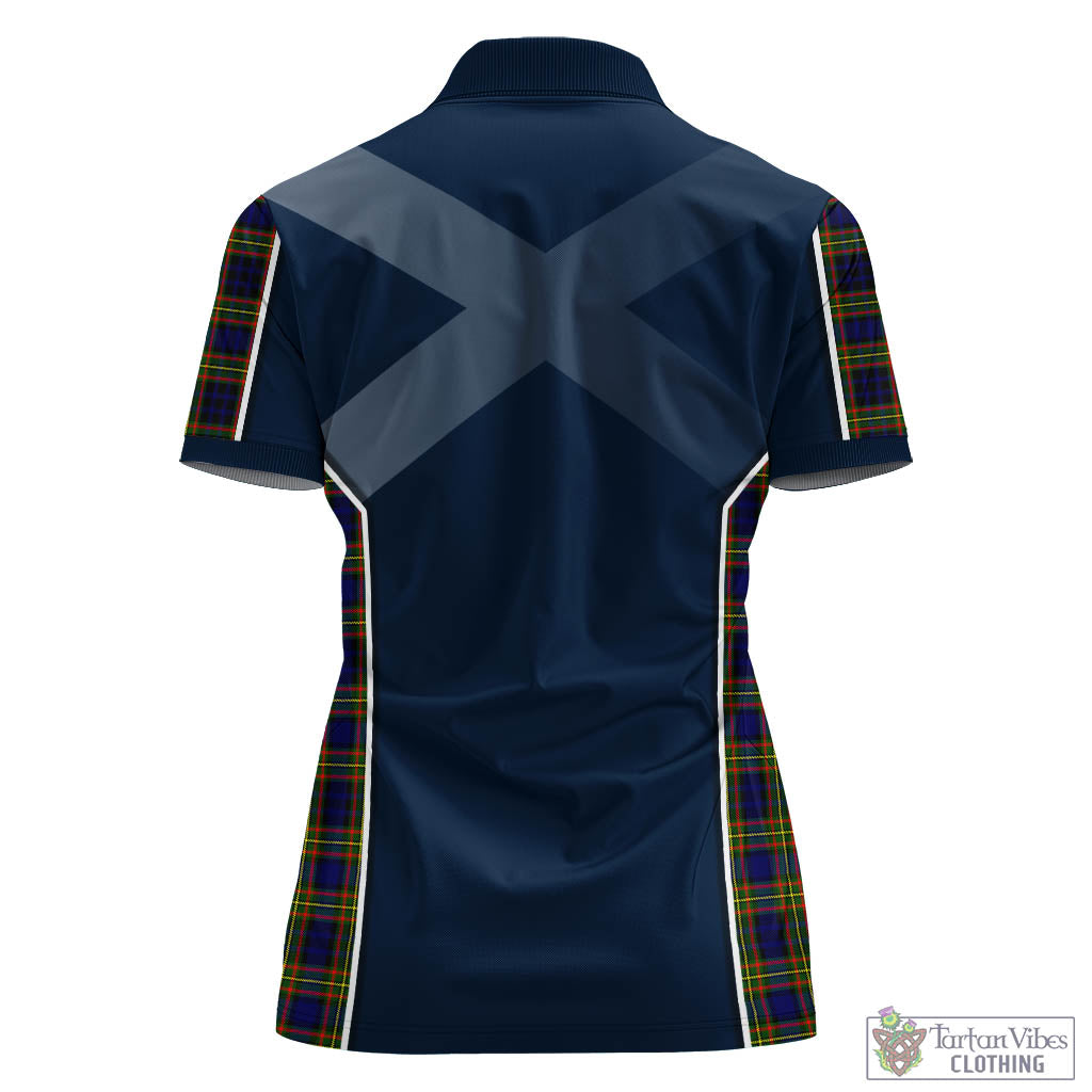 Tartan Vibes Clothing Clelland Modern Tartan Women's Polo Shirt with Family Crest and Scottish Thistle Vibes Sport Style