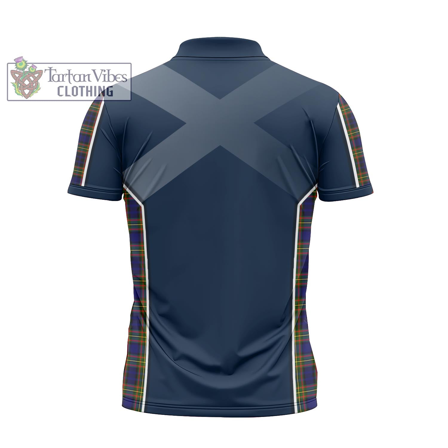 Tartan Vibes Clothing Clelland Modern Tartan Zipper Polo Shirt with Family Crest and Scottish Thistle Vibes Sport Style