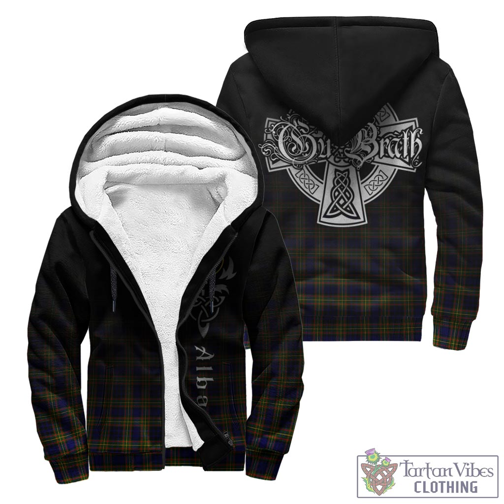 Tartan Vibes Clothing Clelland Modern Tartan Sherpa Hoodie Featuring Alba Gu Brath Family Crest Celtic Inspired