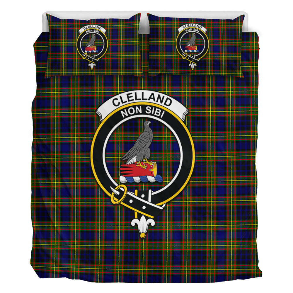 Clelland Modern Tartan Bedding Set with Family Crest - Tartan Vibes Clothing