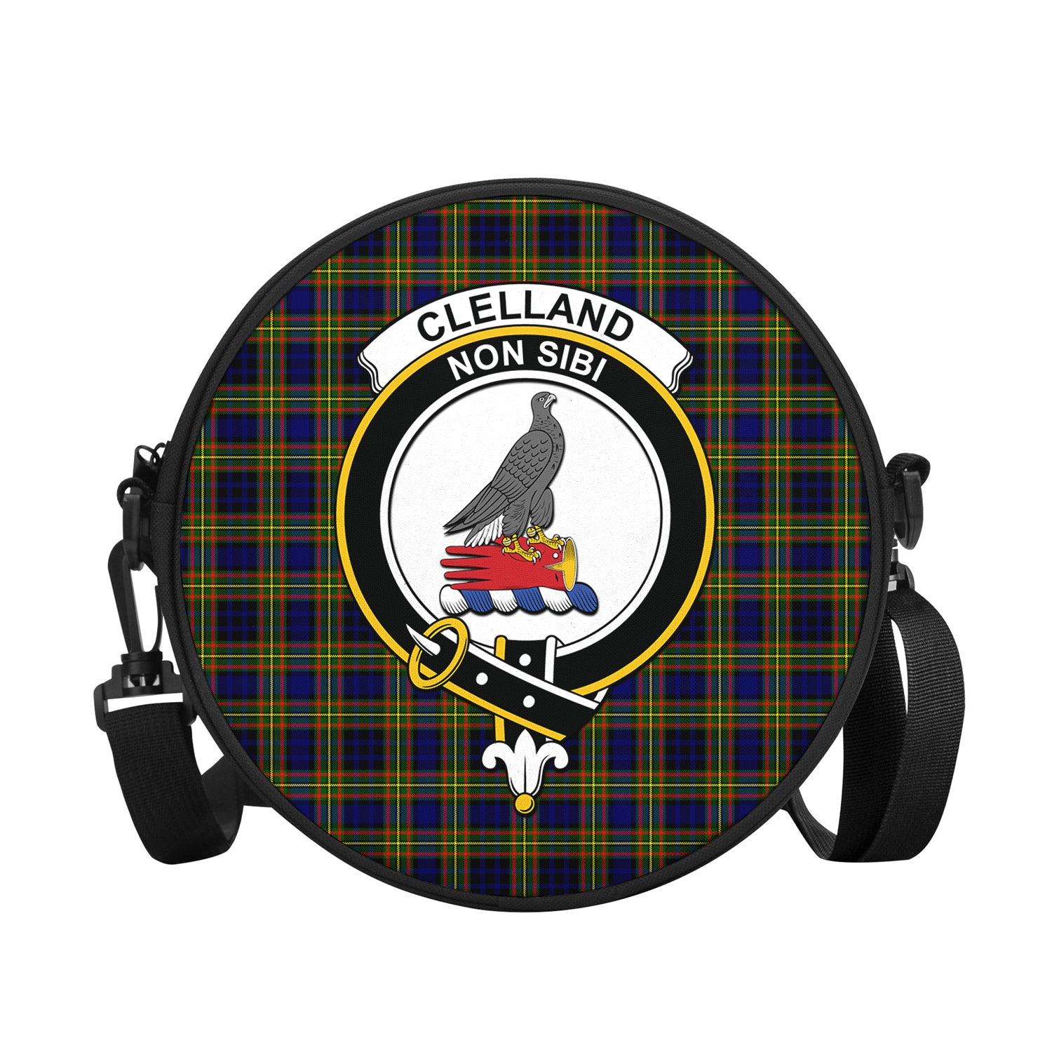 clelland-modern-tartan-round-satchel-bags-with-family-crest