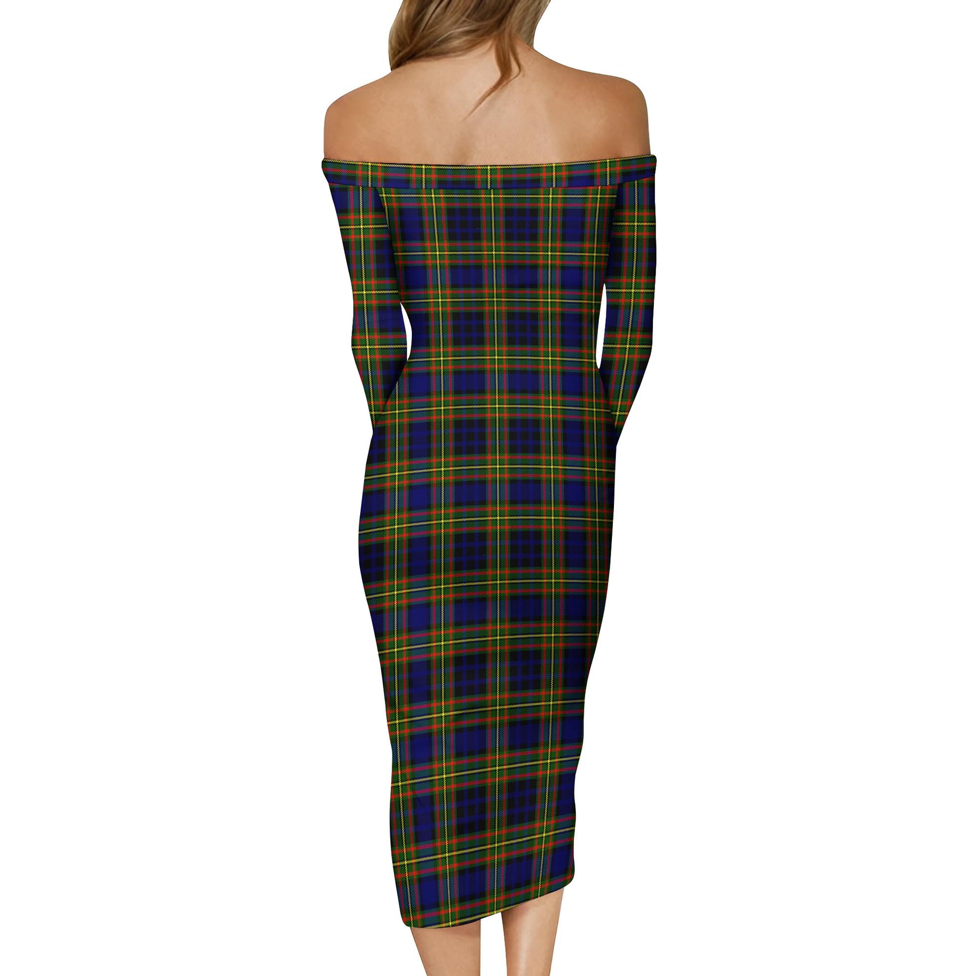 Clelland Modern Tartan Off Shoulder Lady Dress - Tartanvibesclothing