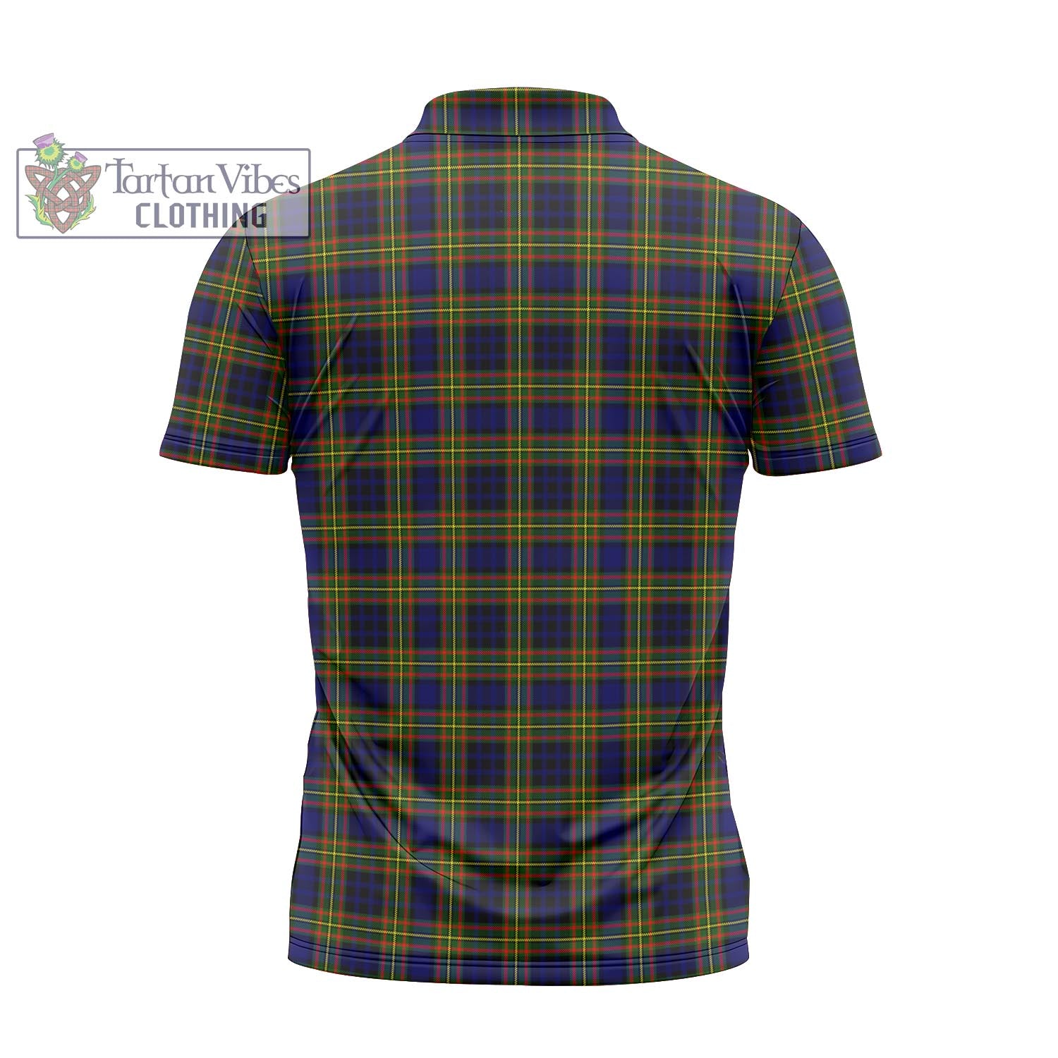 Tartan Vibes Clothing Clelland Modern Tartan Zipper Polo Shirt with Family Crest