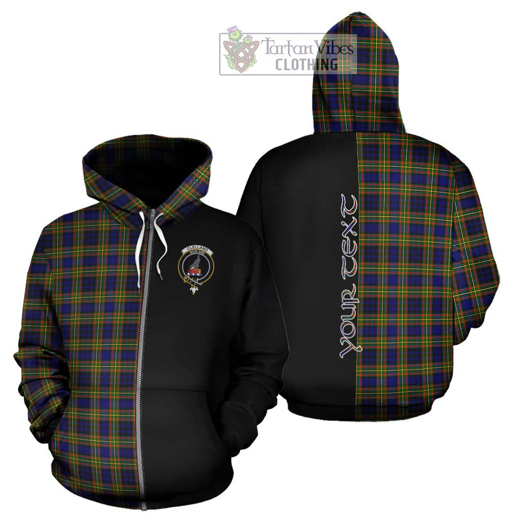 Clelland Modern Tartan Hoodie with Family Crest and Half Of Me Style - Tartanvibesclothing Shop