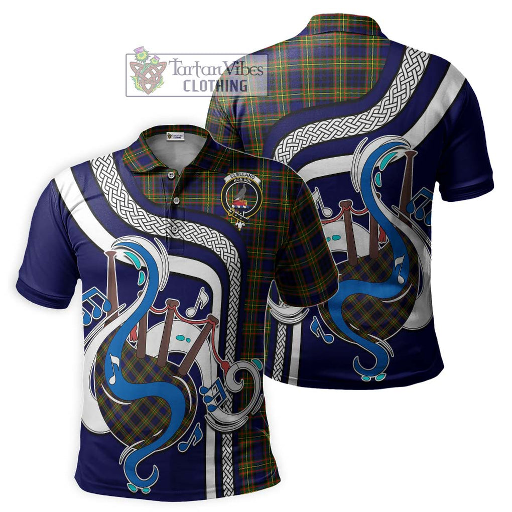 Tartan Vibes Clothing Clelland Modern Tartan Polo Shirt with Epic Bagpipe Style