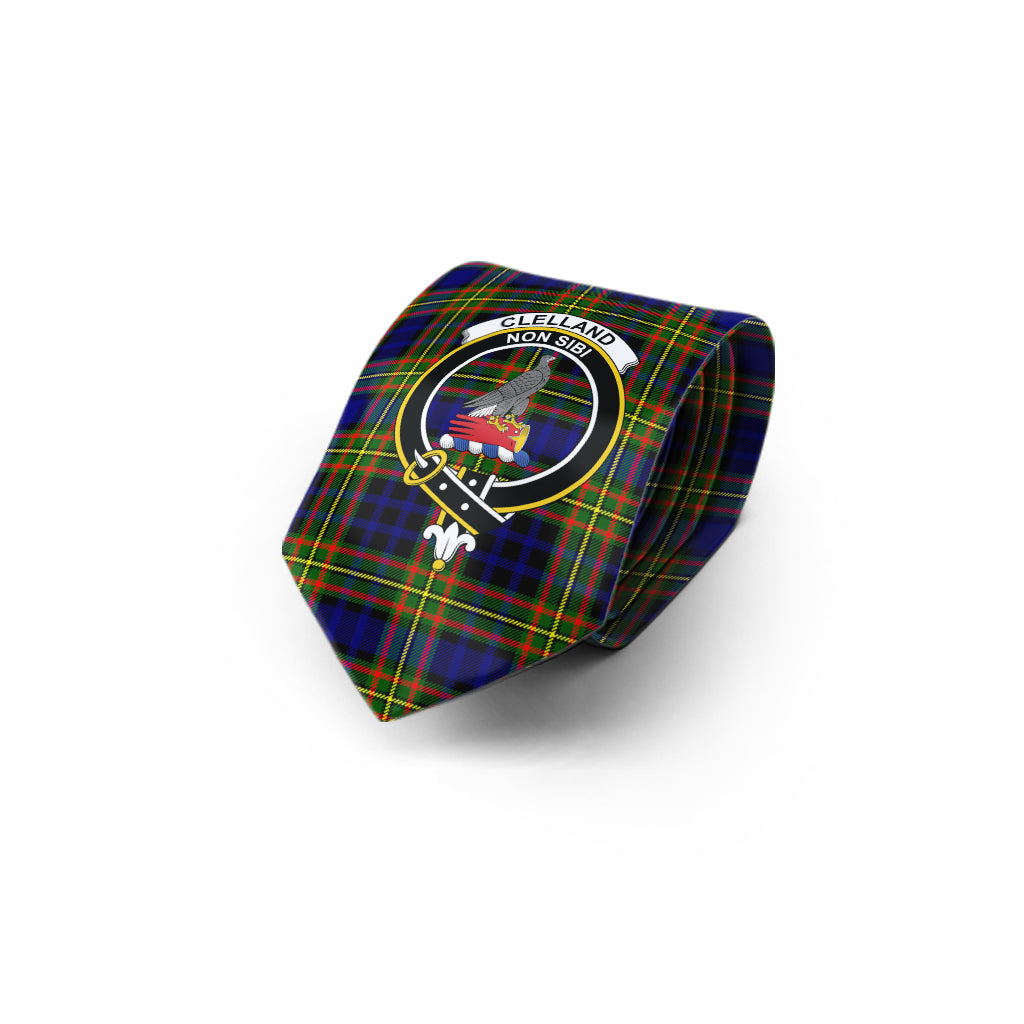 Clelland Modern Tartan Classic Necktie with Family Crest - Tartan Vibes Clothing