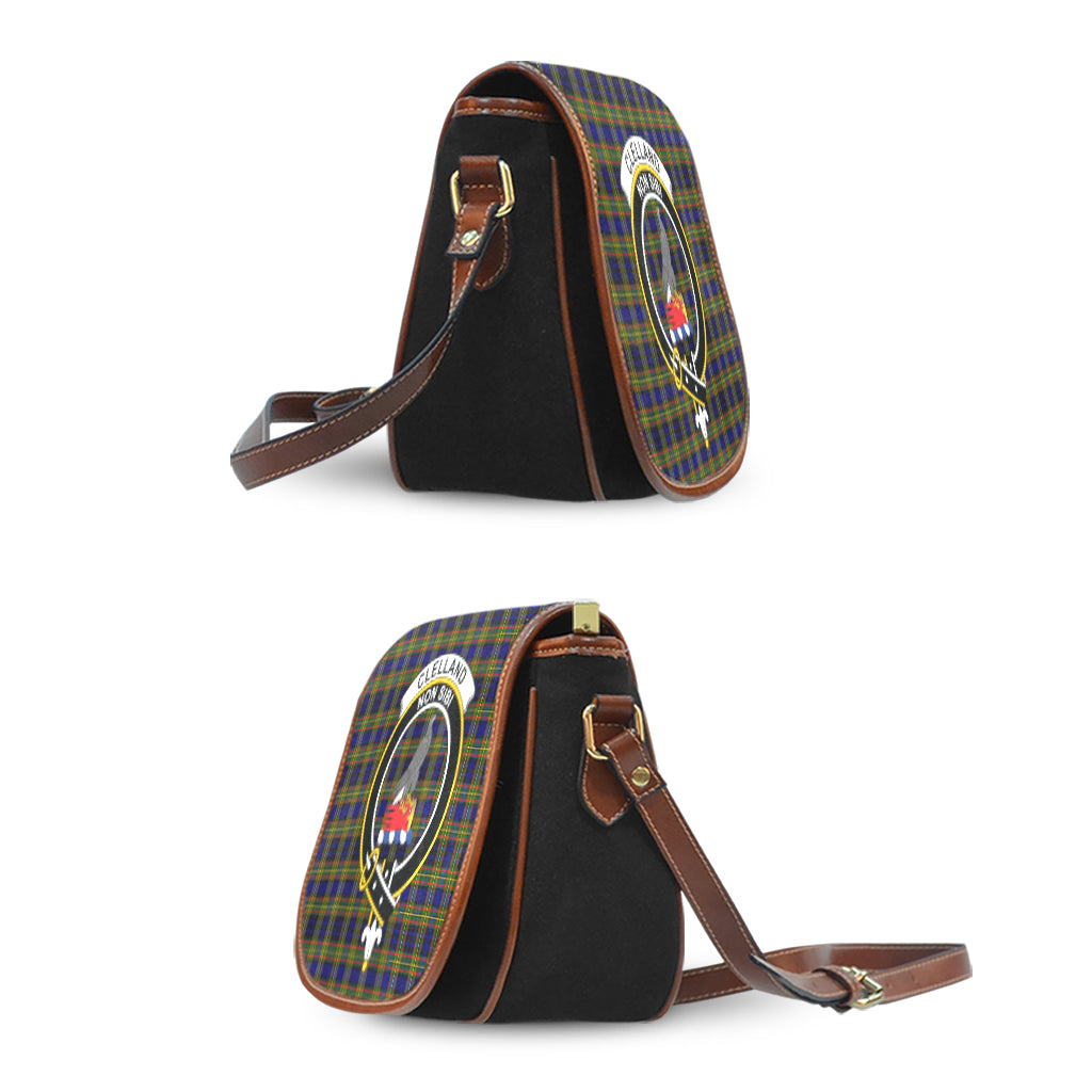 Clelland Modern Tartan Saddle Bag with Family Crest - Tartan Vibes Clothing