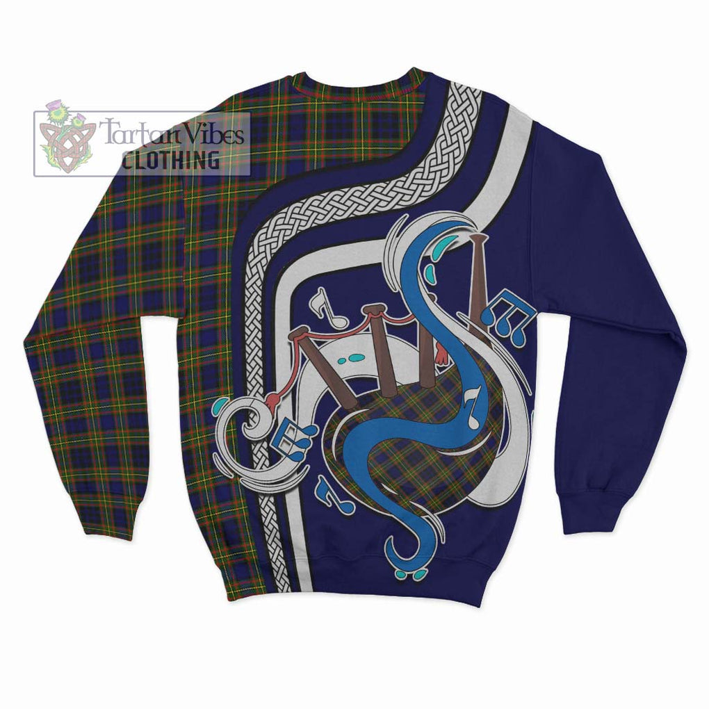 Tartan Vibes Clothing Clelland Modern Tartan Sweatshirt with Epic Bagpipe Style