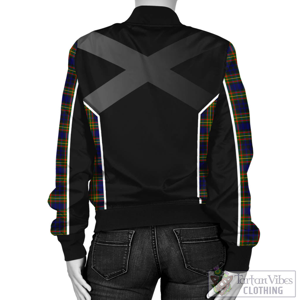 Tartan Vibes Clothing Clelland Modern Tartan Bomber Jacket with Family Crest and Scottish Thistle Vibes Sport Style