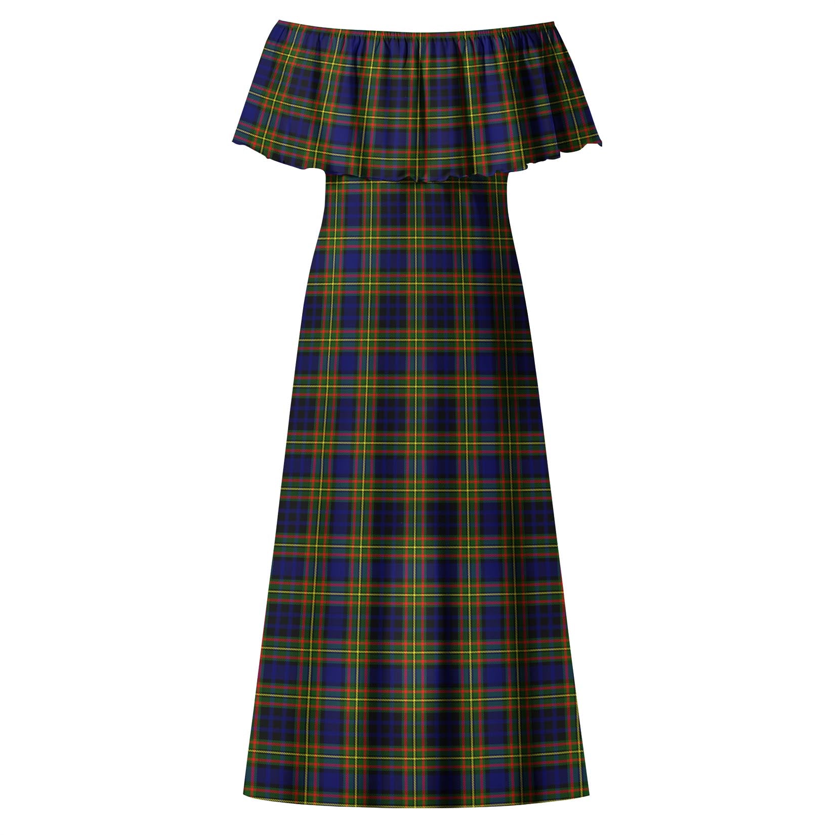 Clelland Modern Tartan Off Shoulder Long Dress - Tartanvibesclothing