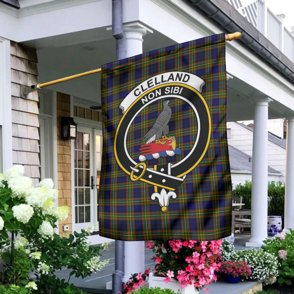 Clelland Modern Tartan Flag with Family Crest - Tartan Vibes Clothing