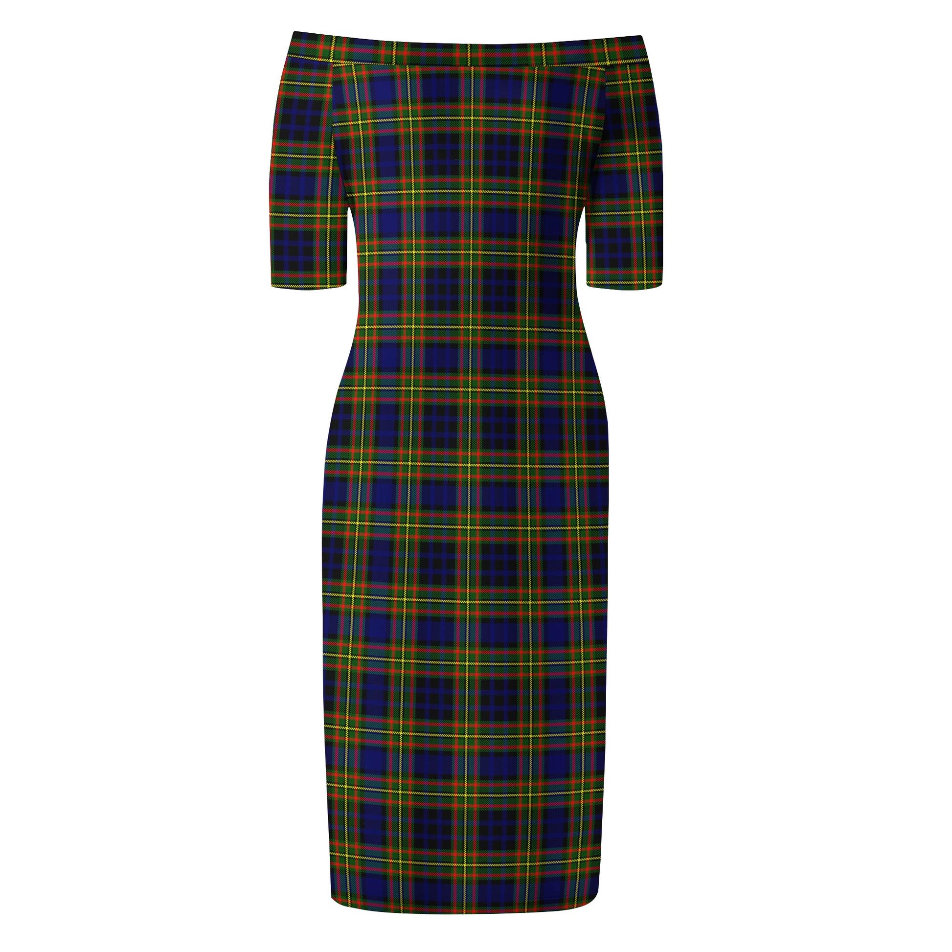 Clelland Modern Tartan Off Shoulder Lady Dress - Tartanvibesclothing