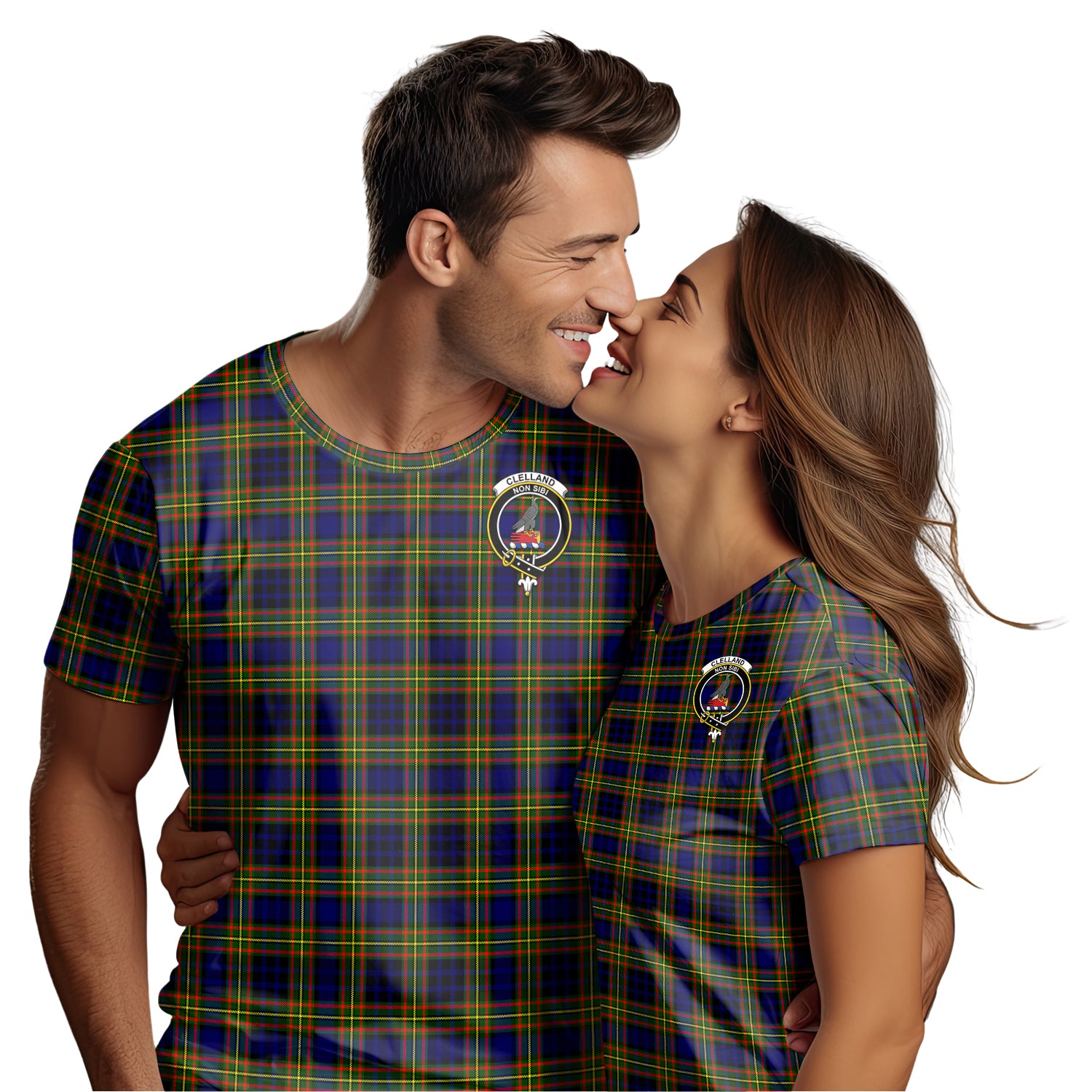 Clelland Modern Tartan T-Shirt with Family Crest - Tartan Vibes Clothing