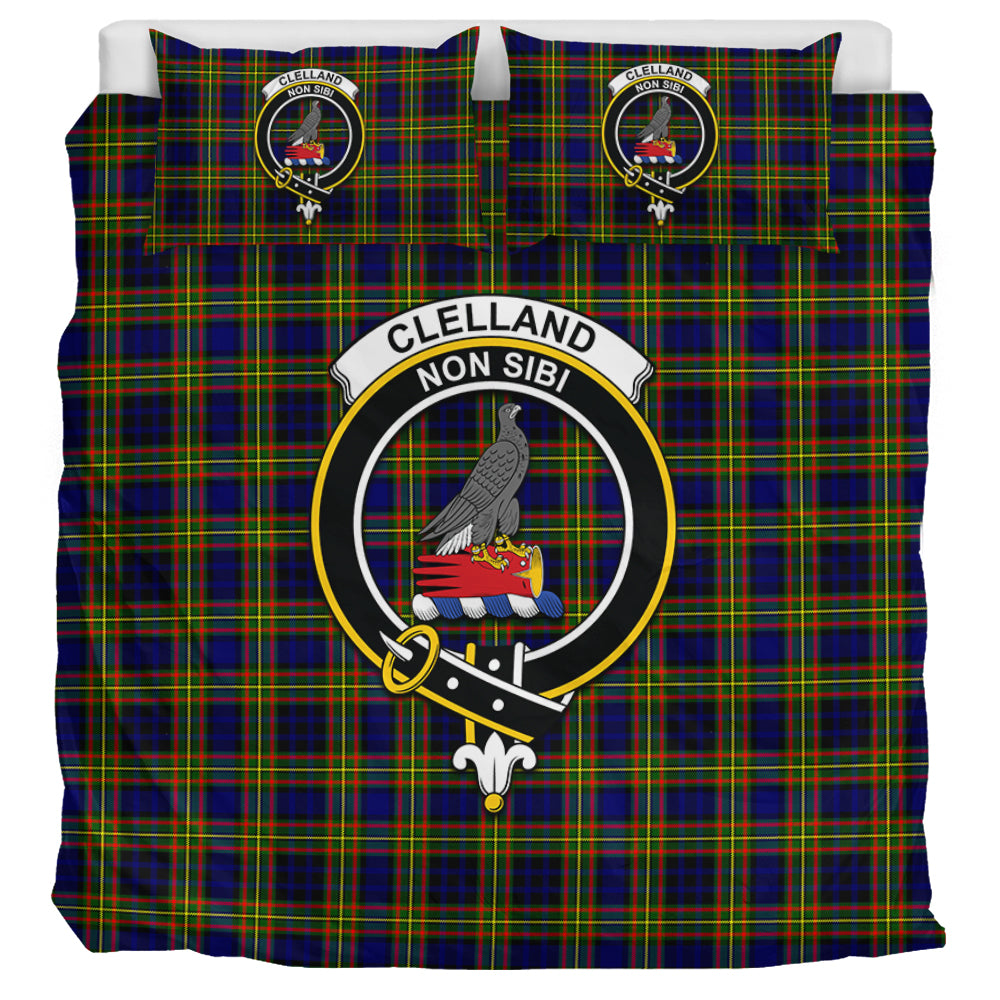 Clelland Modern Tartan Bedding Set with Family Crest UK Bedding Set UK Super King 104*94 inch - Tartan Vibes Clothing