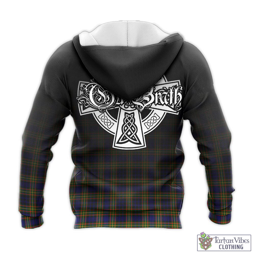 Tartan Vibes Clothing Clelland Modern Tartan Knitted Hoodie Featuring Alba Gu Brath Family Crest Celtic Inspired