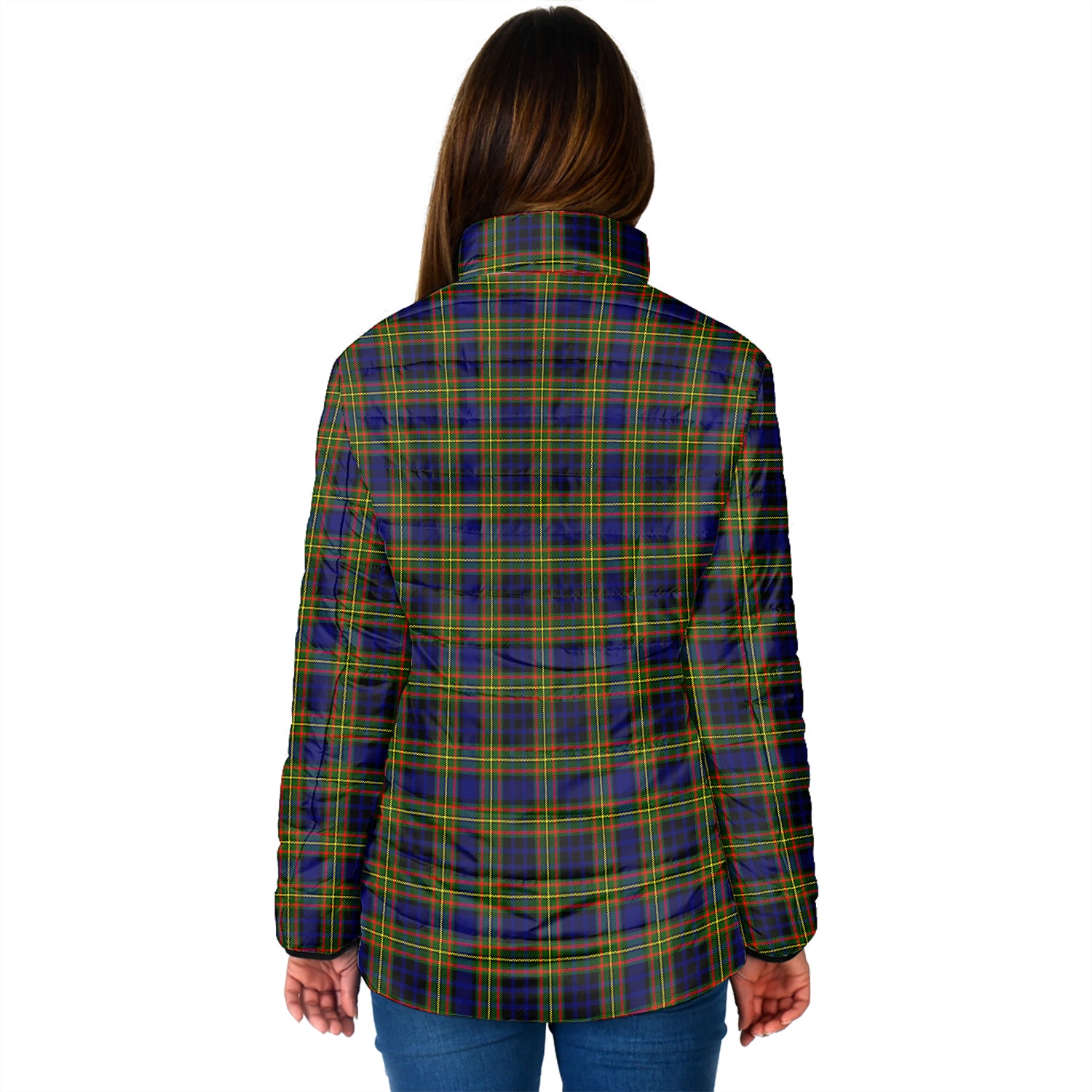 Clelland Modern Tartan Padded Jacket with Family Crest - Tartanvibesclothing