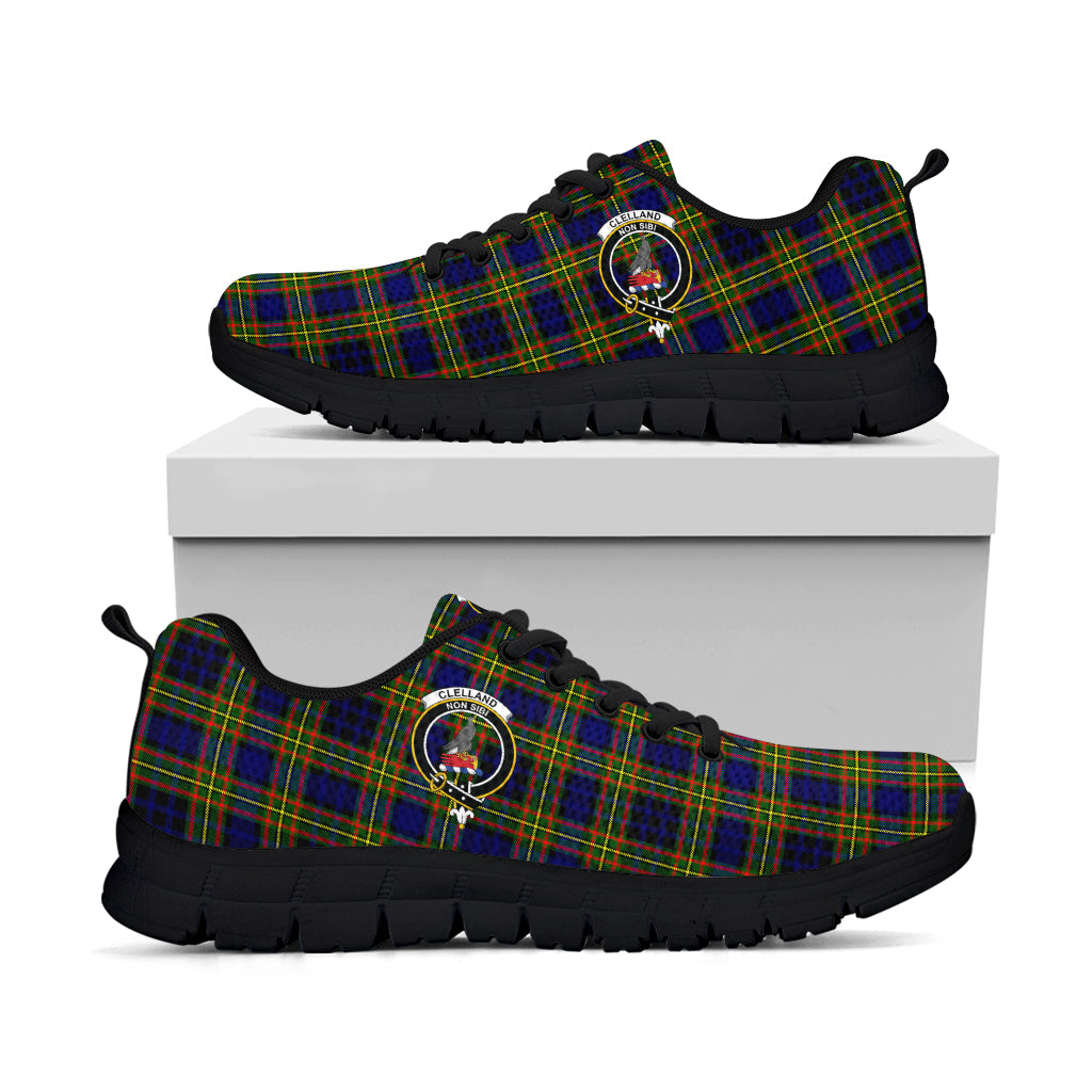 Clelland Modern Tartan Sneakers with Family Crest - Tartan Vibes Clothing