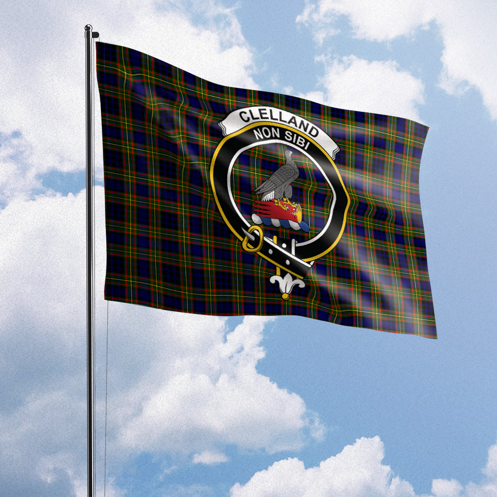 Clelland Modern Tartan Flag with Family Crest House Flag (Horizontal) - Tartan Vibes Clothing