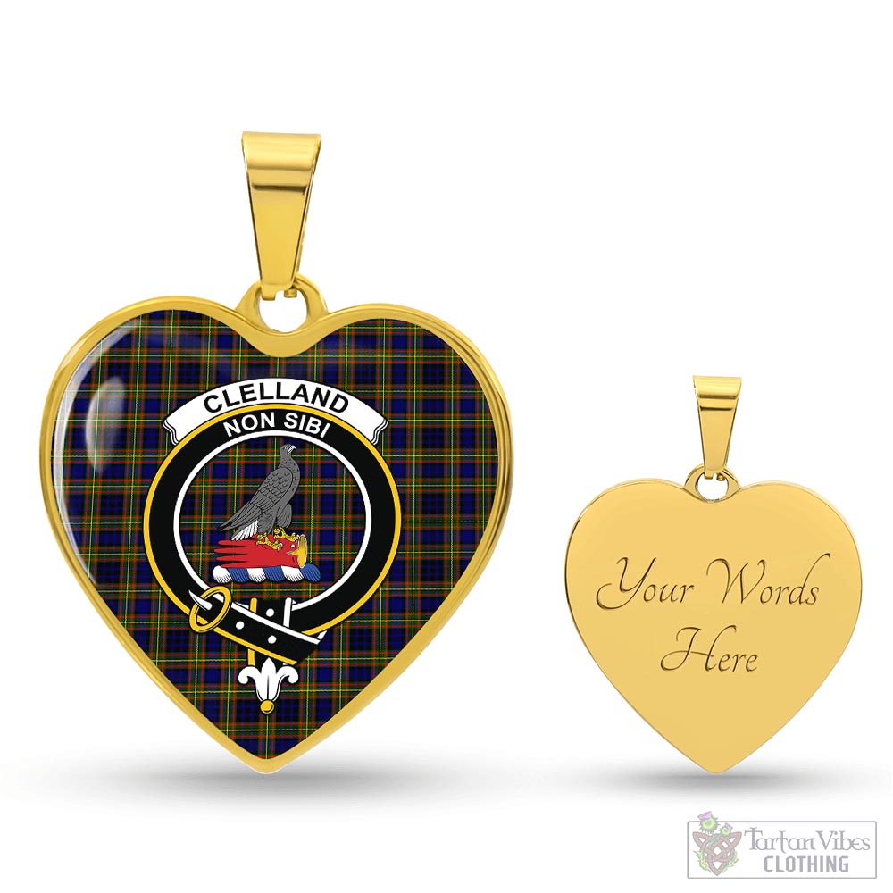 Tartan Vibes Clothing Clelland Modern Tartan Heart Necklace with Family Crest