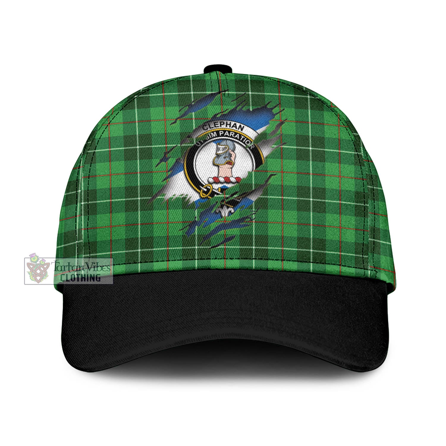 Tartan Vibes Clothing Clephan Tartan Classic Cap with Family Crest In Me Style