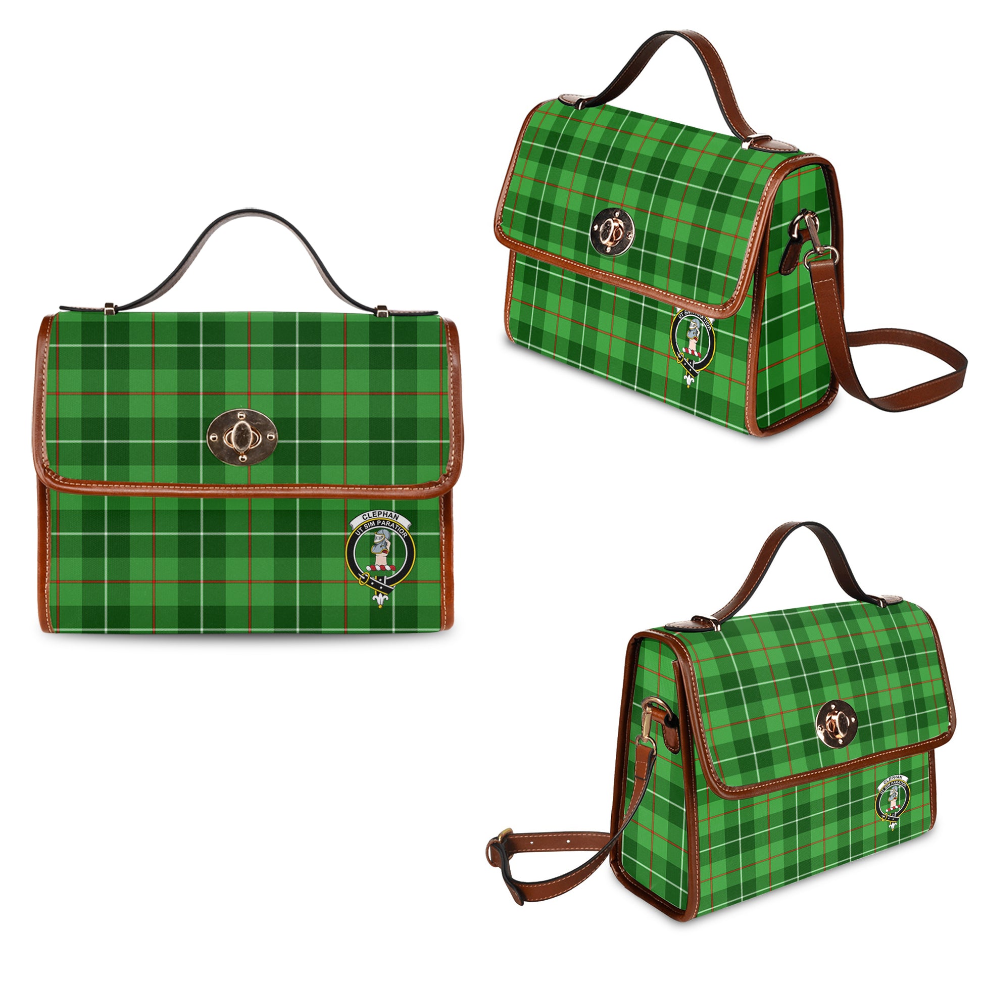 clephan-tartan-leather-strap-waterproof-canvas-bag-with-family-crest