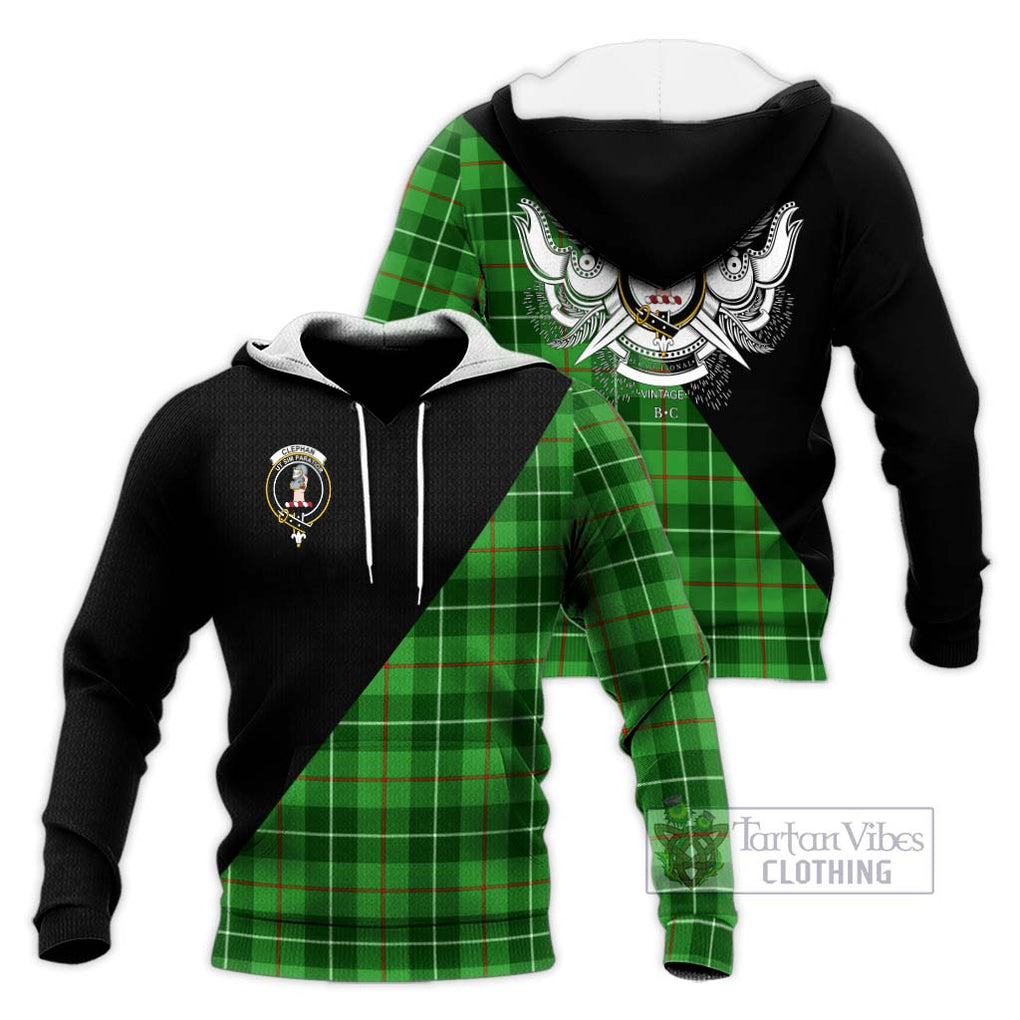 Clephane (Clephan) Tartan Knitted Hoodie with Family Crest and Military Logo Style Unisex Knitted Pullover Hoodie - Tartanvibesclothing Shop