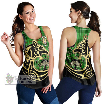 Clephane (Clephan) Tartan Women's Racerback Tanks with Family Crest Celtic Wolf Style