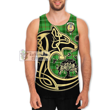 Clephane (Clephan) Tartan Men's Tank Top with Family Crest Celtic Wolf Style