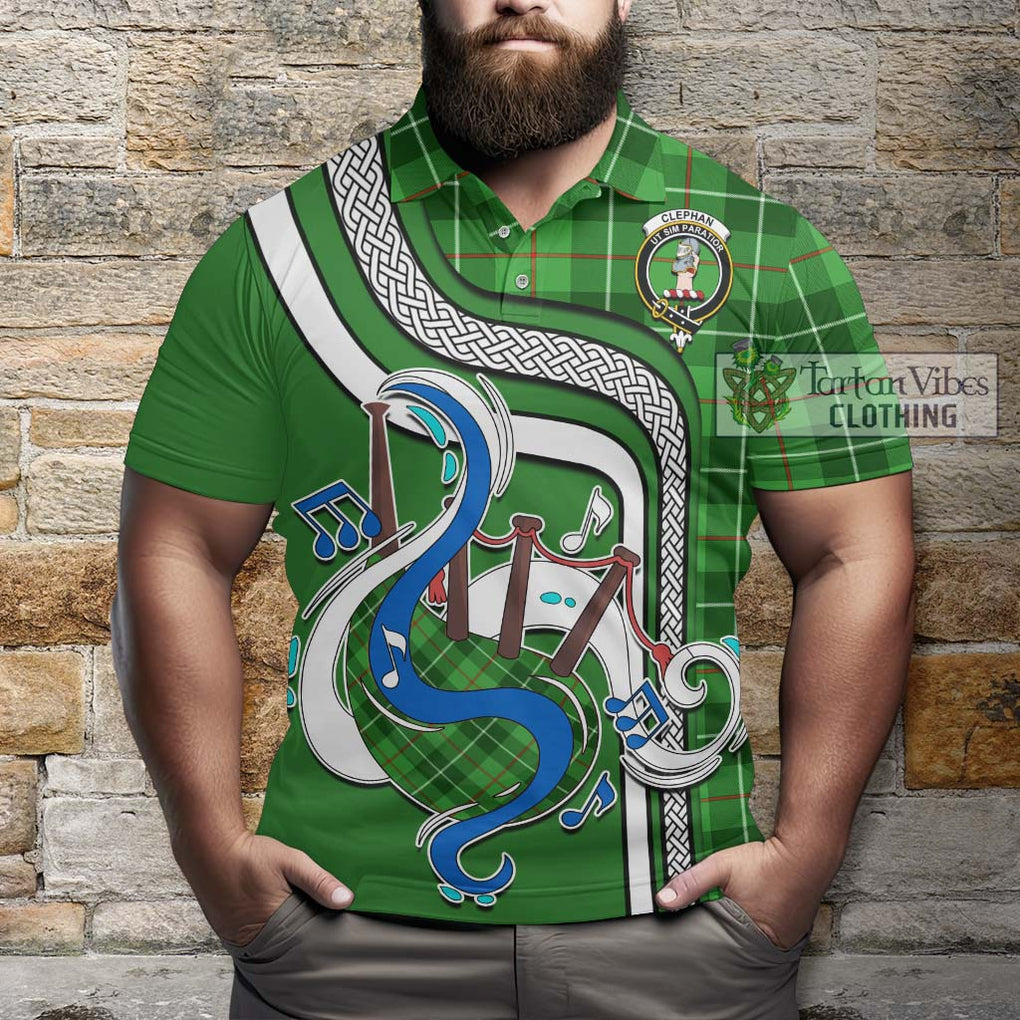 Tartan Vibes Clothing Clephan Tartan Polo Shirt with Epic Bagpipe Style