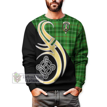 Clephane (Clephan) Tartan Sweatshirt with Family Crest and Celtic Symbol Style