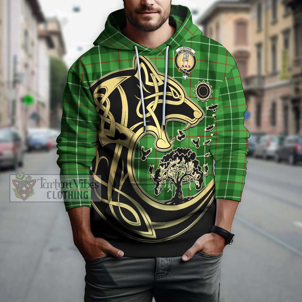 Clephane (Clephan) Tartan Hoodie with Family Crest Celtic Wolf Style Zip Hoodie - Tartan Vibes Clothing