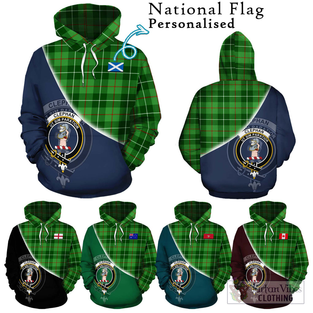 Clephane (Clephan) Tartan Hoodie with Personalised National Flag and Family Crest Half Style Zip Hoodie - Tartanvibesclothing Shop