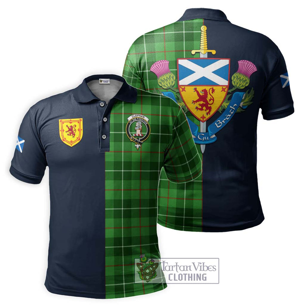 Tartan Vibes Clothing Clephan Tartan Polo Shirt with Scottish Lion Royal Arm Half Style