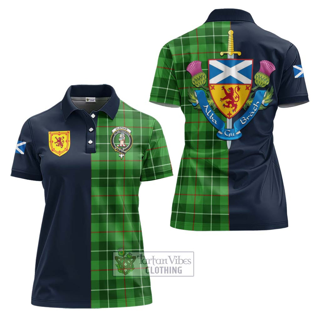 Tartan Vibes Clothing Clephan Tartan Women's Polo Shirt with Scottish Lion Royal Arm Half Style