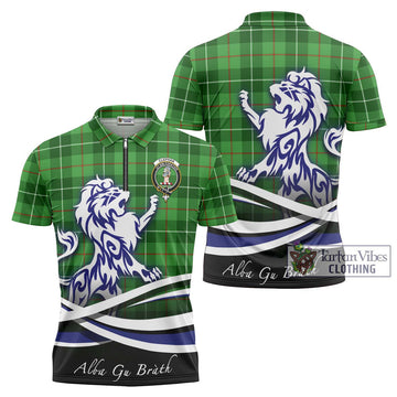 Clephane (Clephan) Tartan Zipper Polo Shirt with Alba Gu Brath Regal Lion Emblem Unisex - Tartan Vibes Clothing