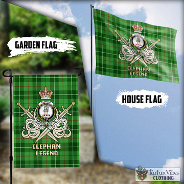 Clephane (Clephan) Tartan Flag with Clan Crest and the Golden Sword of Courageous Legacy