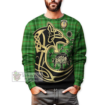 Clephane (Clephan) Tartan Sweatshirt with Family Crest Celtic Wolf Style