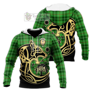 Clephane (Clephan) Tartan Knitted Hoodie with Family Crest Celtic Wolf Style