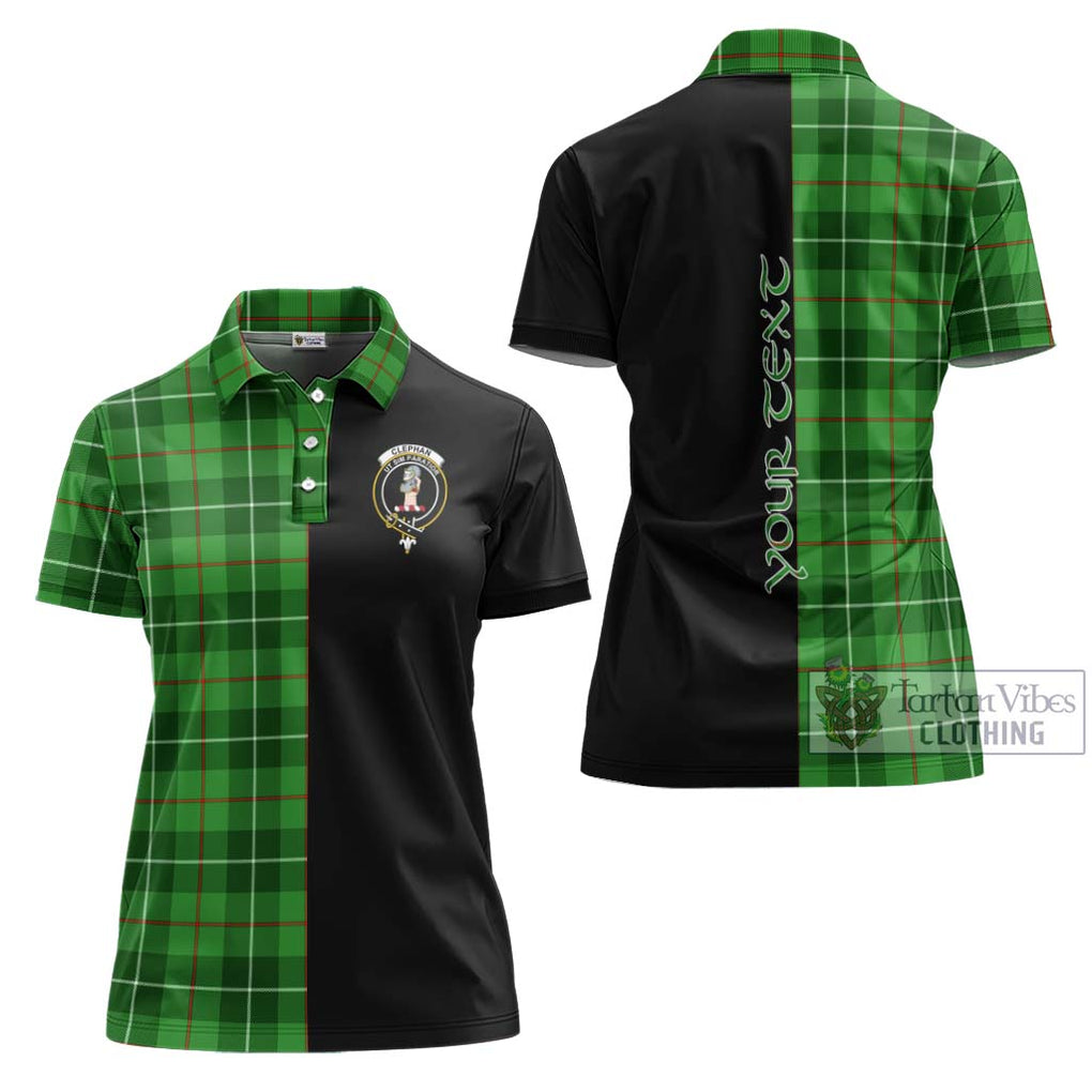 Clephane (Clephan) Tartan Women's Polo Shirt with Family Crest and Half Of Me Style Women - Tartanvibesclothing Shop