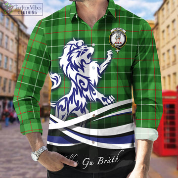 Clephane (Clephan) Tartan Long Sleeve Button Up Shirt with Alba Gu Brath Regal Lion Emblem