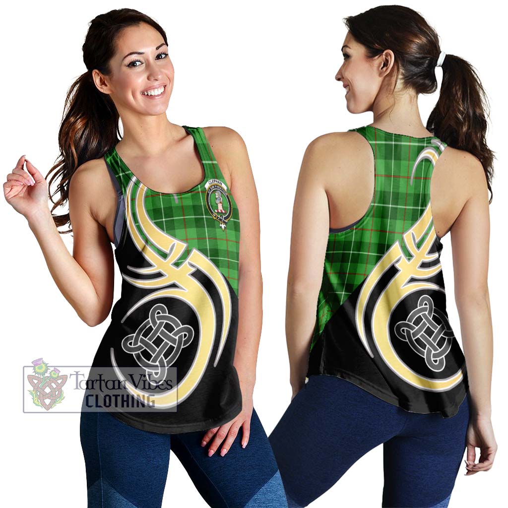 Clephane (Clephan) Tartan Women's Racerback Tanks with Family Crest and Celtic Symbol Style 4XL - Tartan Vibes Clothing