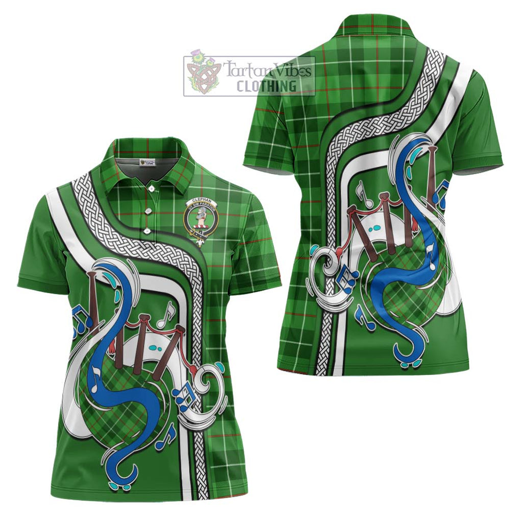 Clephane (Clephan) Tartan Women's Polo Shirt with Epic Bagpipe Style Women - Tartanvibesclothing Shop