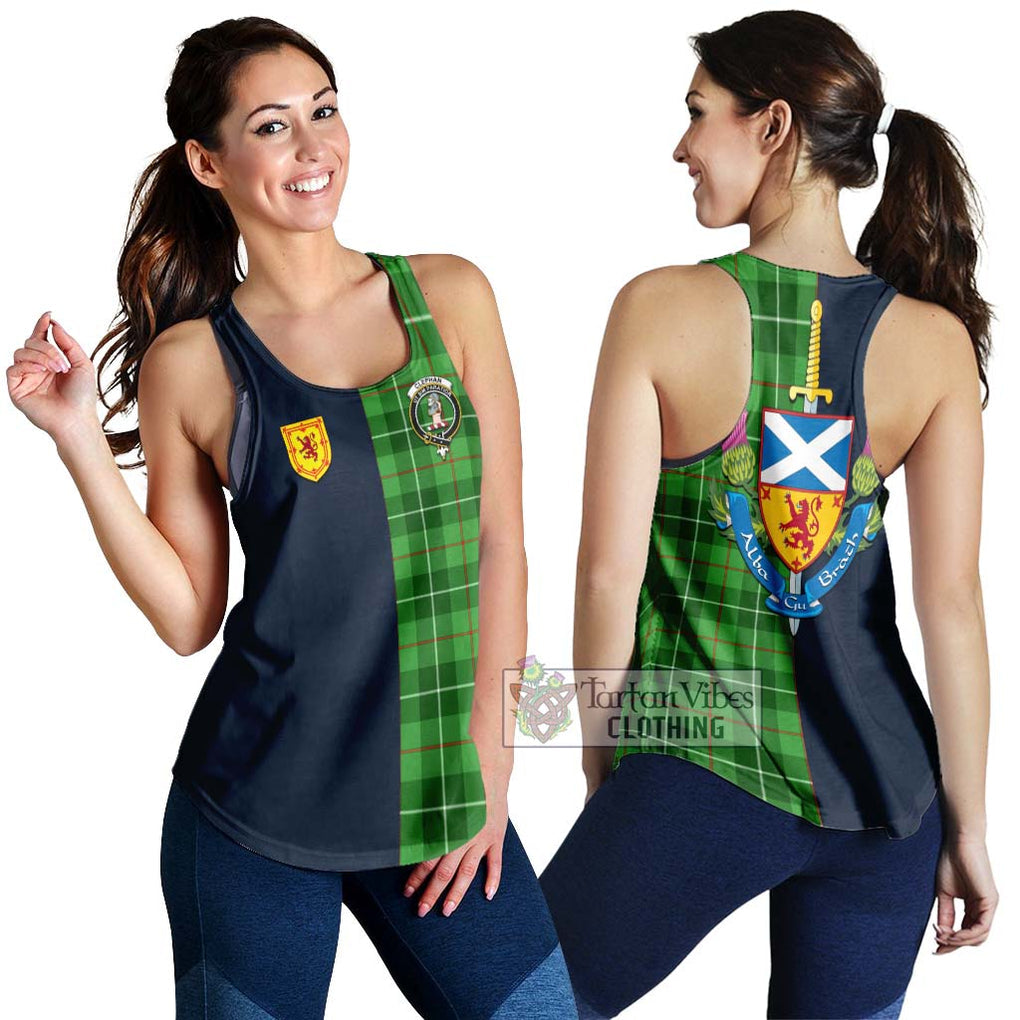 Clephane (Clephan) Tartan Women's Racerback Tanks Alba with Scottish Lion Royal Arm Half Style 4XL - Tartan Vibes Clothing