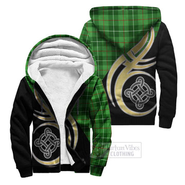 Clephane (Clephan) Tartan Sherpa Hoodie with Family Crest and Celtic Symbol Style