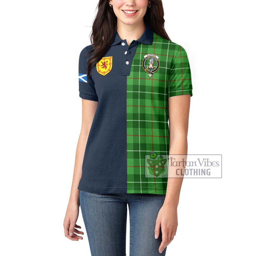 Tartan Vibes Clothing Clephan Tartan Women's Polo Shirt with Scottish Lion Royal Arm Half Style