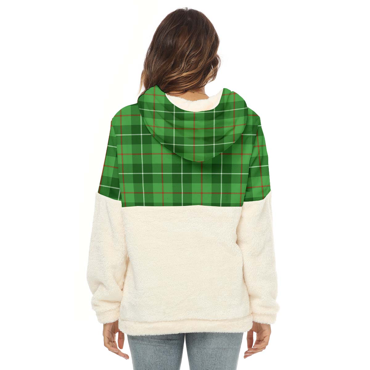 Clephane (Clephan) Tartan Women's Borg Fleece Hoodie With Half Zip with Family Crest - Tartan Vibes Clothing