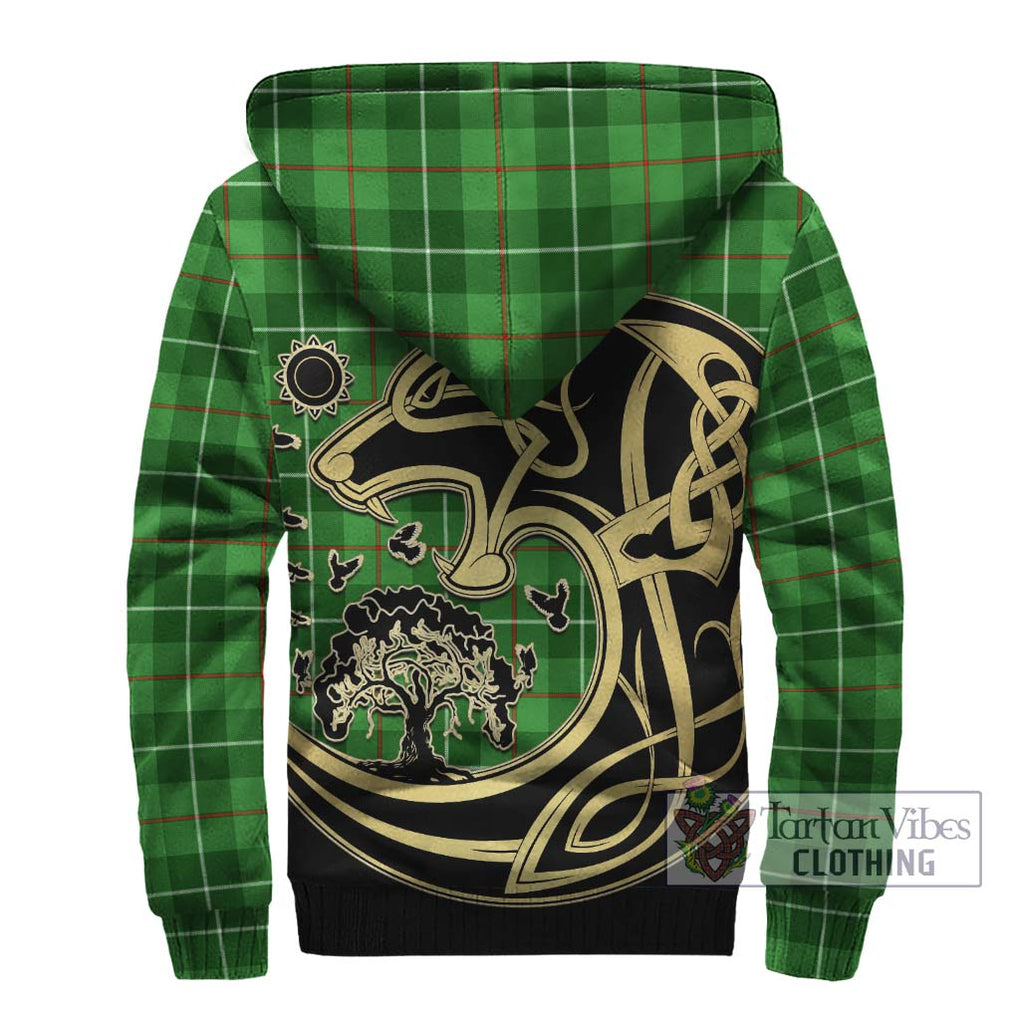 Clephane (Clephan) Tartan Sherpa Hoodie with Family Crest Celtic Wolf Style - Tartan Vibes Clothing